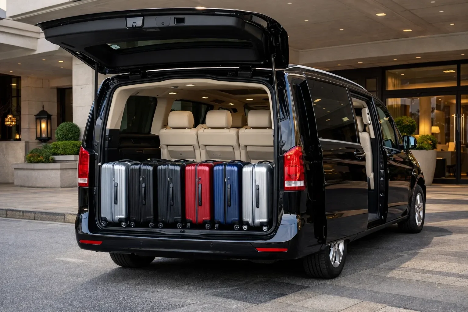 Van avec chauffeur et valises