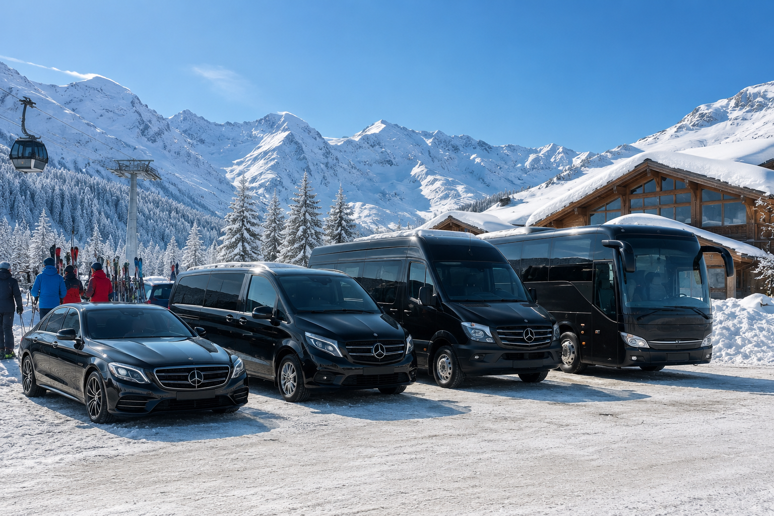 Limousine, Van, Minibus, Minicar, autocar et bus avec chauffeur Le Mouret-  Transfert ski