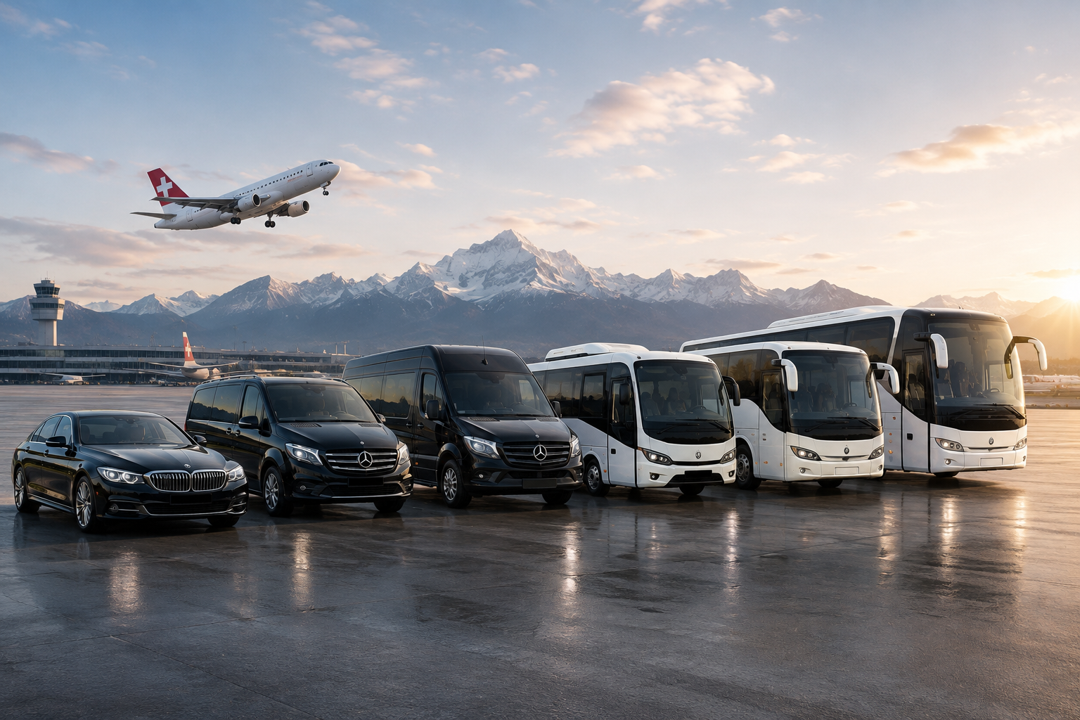 Limousine, Van, Minibus, Minicar, autocar et bus avec chauffeur Vevey - Transfert aéroport