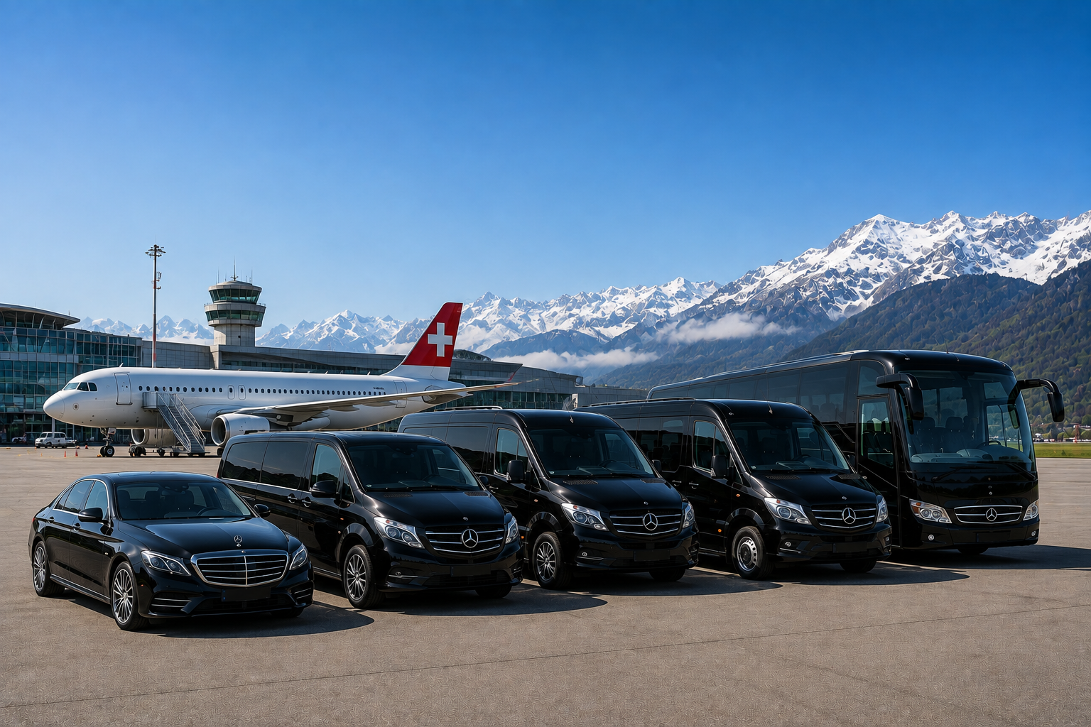 Limousine, Van, Minibus, Minicar, autocar et bus avec chauffeur Sion- Transfert aéroport
