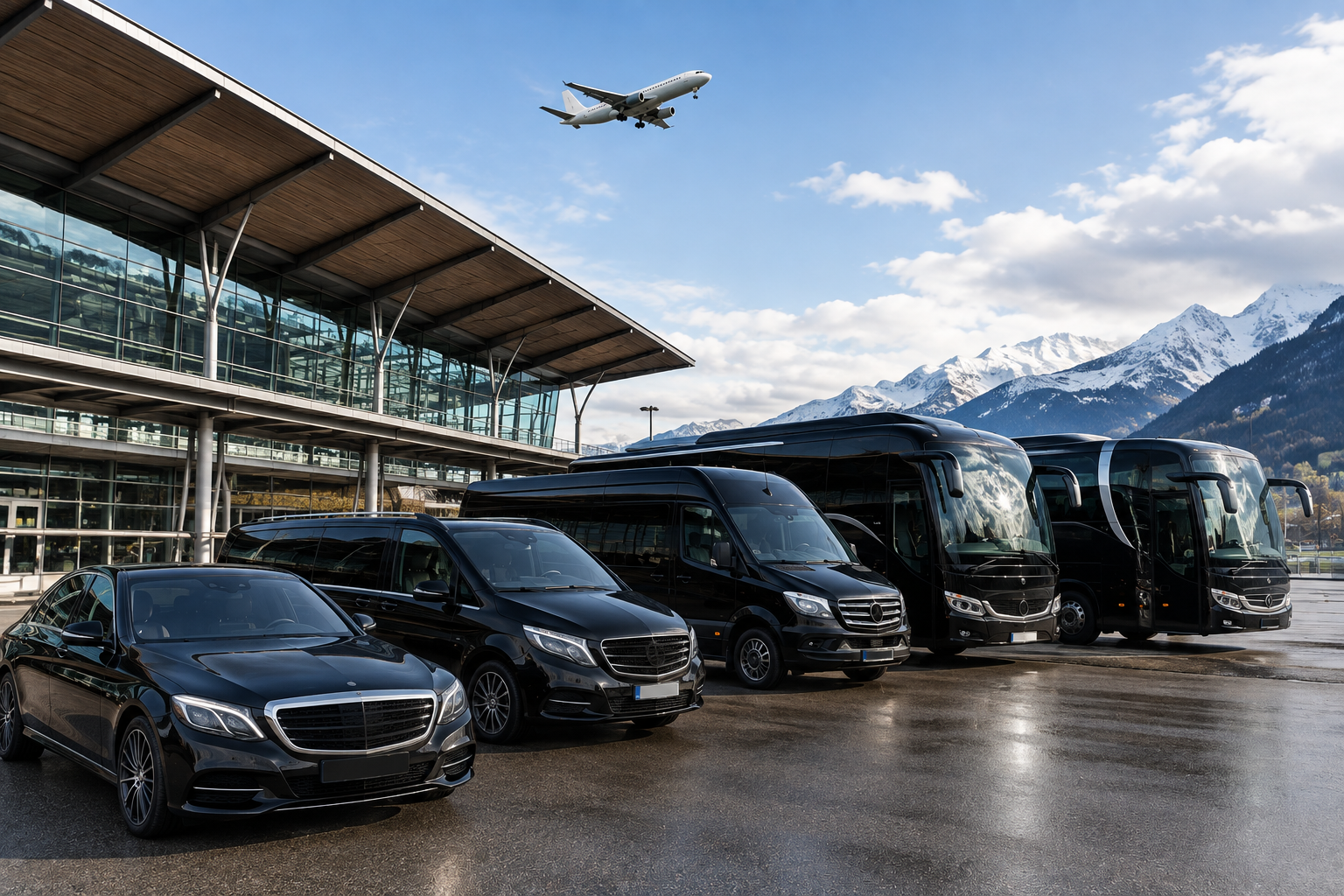 Limousine, Van, Minibus, Minicar, autocar et bus avec chauffeur Gland- Transfert aéroport
