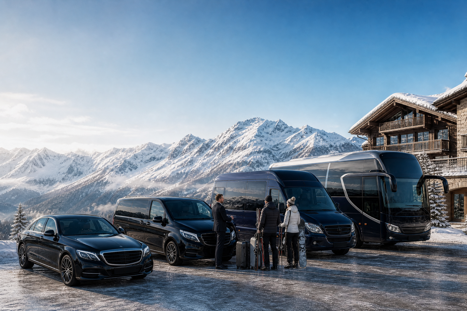 Limousine, Van, Minibus, Minicar, autocar et bus avec chauffeur Yvonand-  Transfert ski
