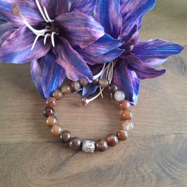 Zilveren Boeddha & Agaat armband