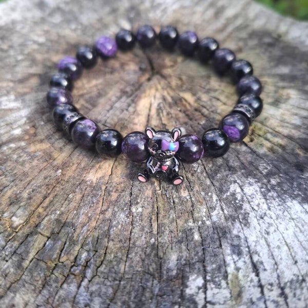 Damesarmband Rebel Bear – met Zwarte Toermalijn & Charoïete