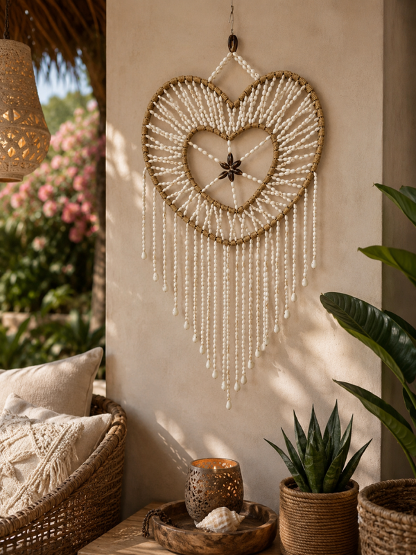 Diding Love Schelpenhanger Hart – Boho Wanddecoratie Ibiza Stijl