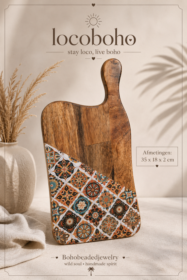 Houten Serveerplank met Mozaïekprint – 35 x 18 cm