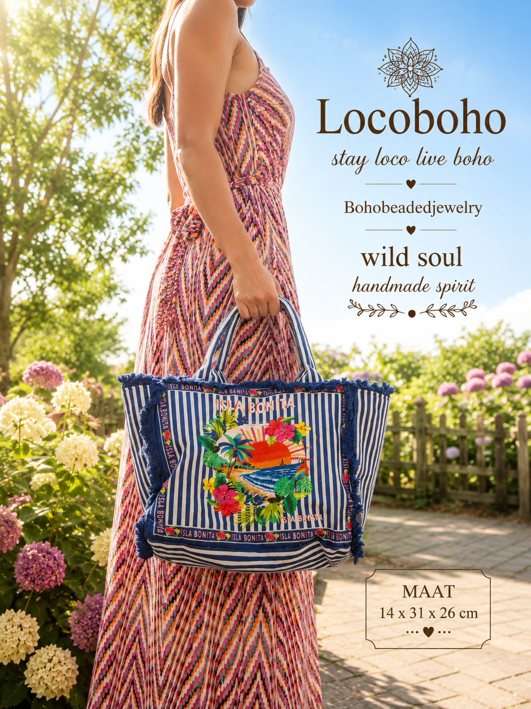 Isla Bonita kleurrijke katoenen tas– boho strandtas