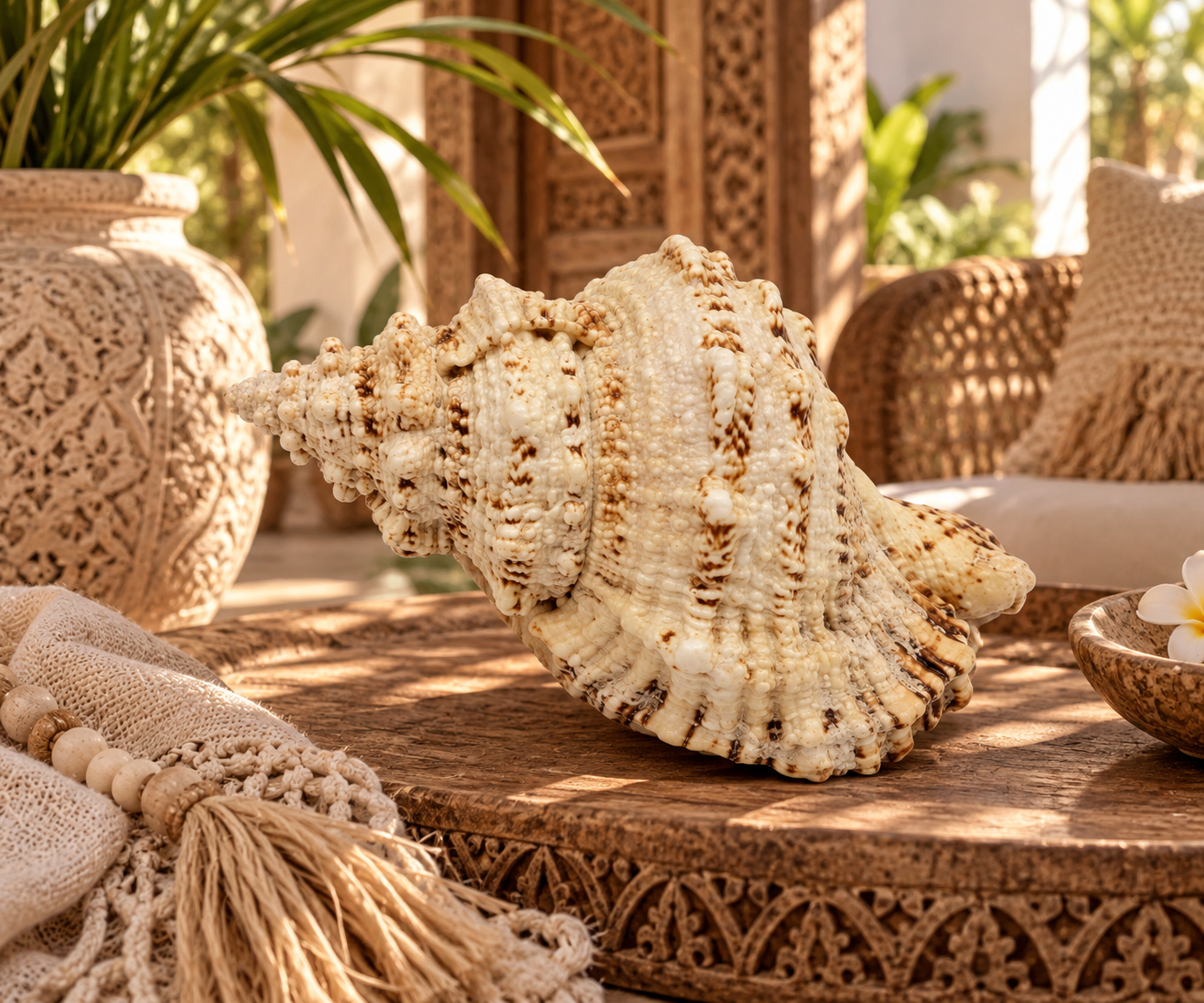 Mengkudu Schelp Decoratie – Natuurlijke Schelp 20 x 12 x 10 cm