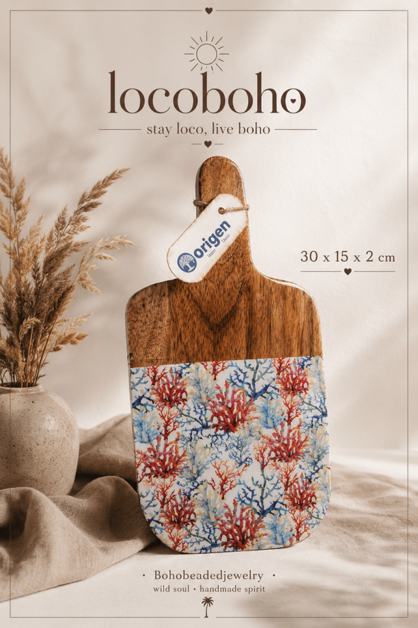 Decoratieve Houten Serveerplank Blauw Koraal | 30 x 15 cm