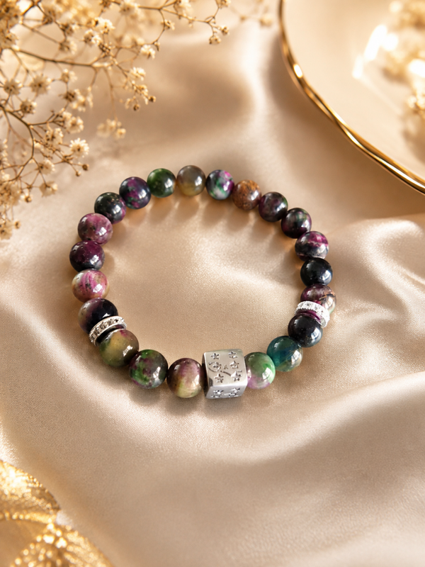 Lucky – dames armband | tijgereye & dobbelsteen