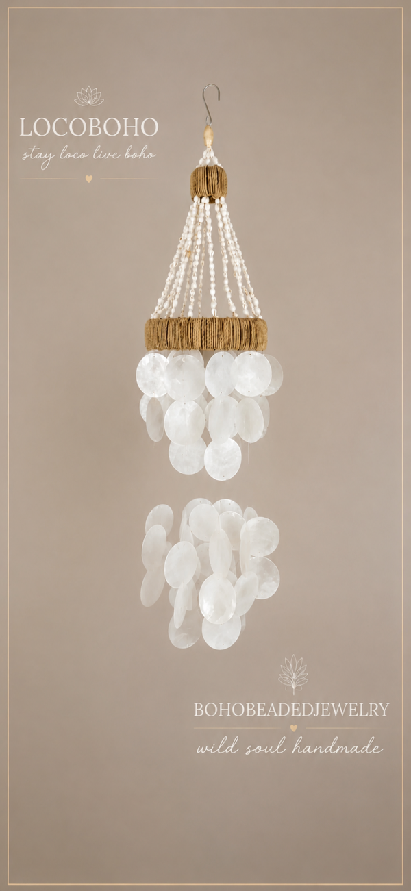 Schelpenhanger Kobel 60 cm – Handgemaakte Boho, Ibiza & Coastal Woondecoratie