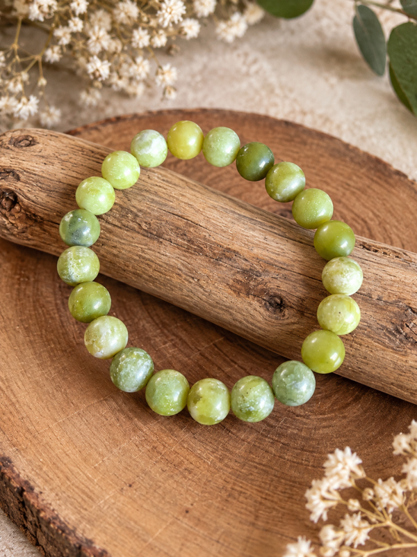 Serpentine Olive Green armband 8 mm – groene natuursteen