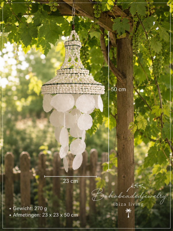 Capiz Hanglamp Boho Ibiza Stijl – Handgemaakte Decoratieve Hanger 50 cm