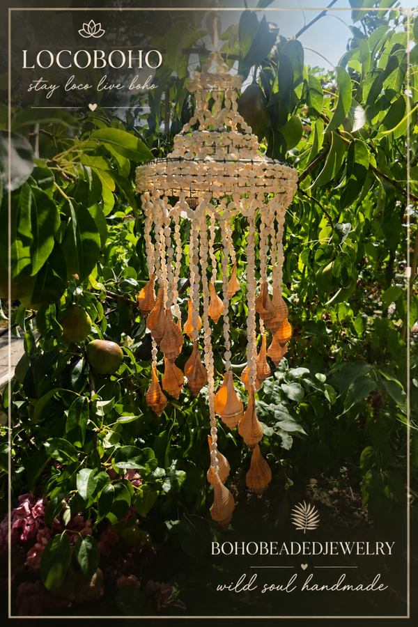 Beras Kipas Schelpenhanger 20x20x45 cm | Handgemaakt | Boho Ibiza Decoratie