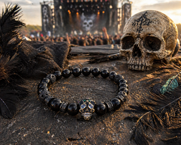 Shadow Skull Armband – Toermalijn & Saffier