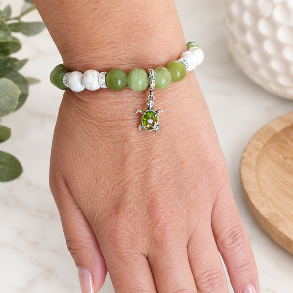 Serpentine armband met howliet en schildpad