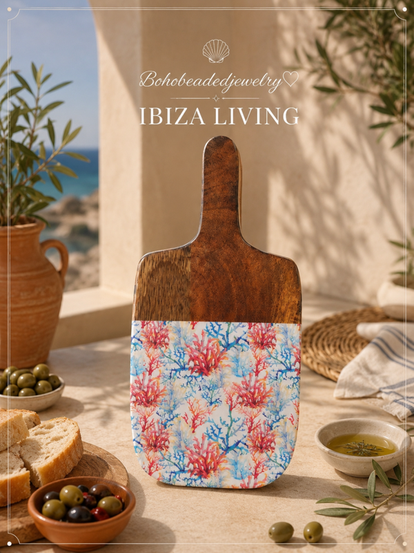 Decoratieve Houten Serveerplank Blauw Koraal | 30 x 15 cm