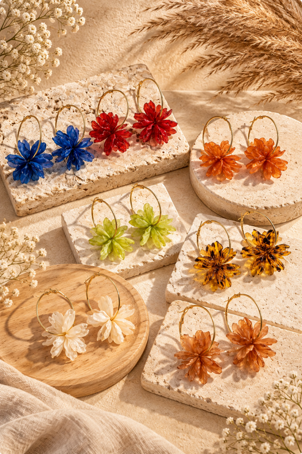 Les boucles d’oreilles fleurs