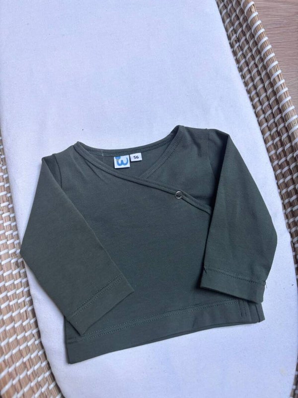 Overslagshirtje rib mosgroen