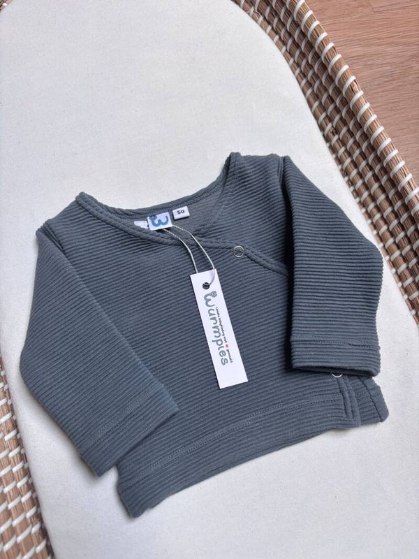 Overslagshirtje rib clay blauw