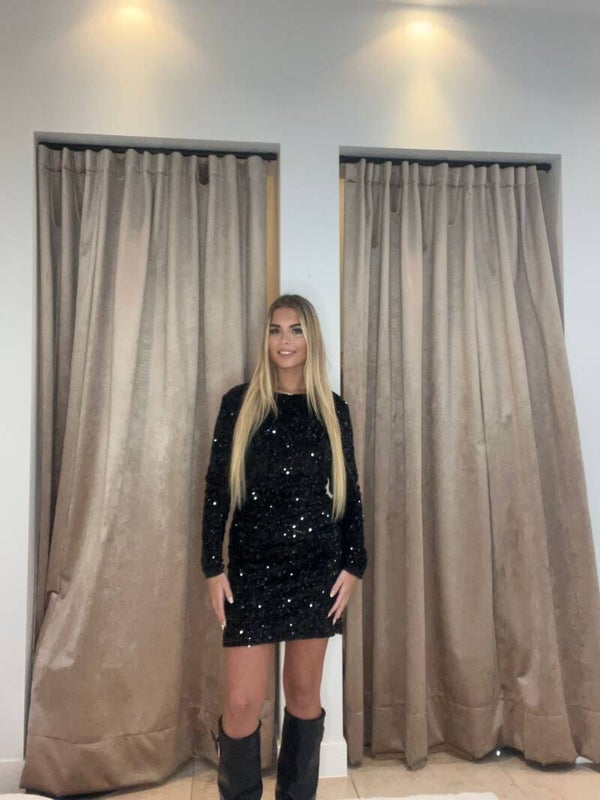 Pailletten  strik jurk