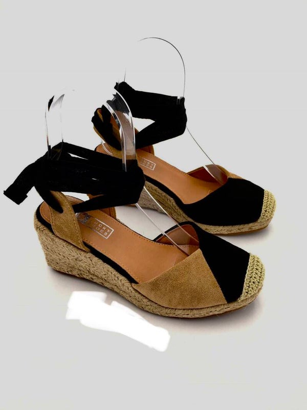 Sandalen Espadrille zwart/bruin