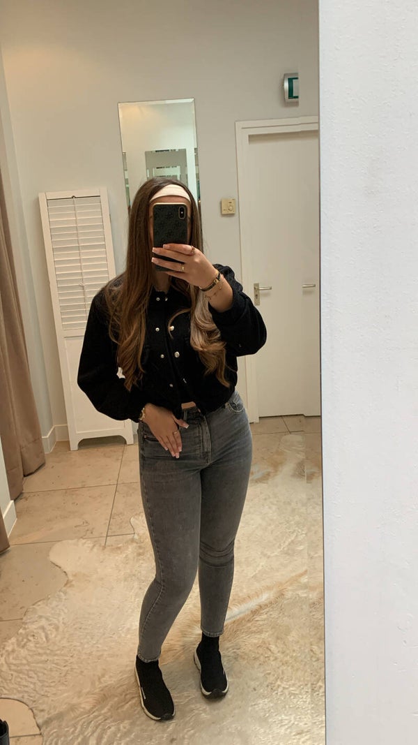 Cropped black luxe jacket
