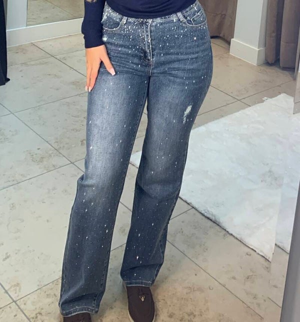 glitter jeans blauw