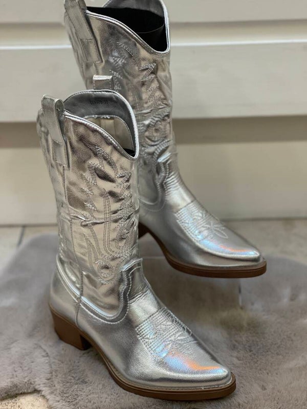 Metallic laars zilver