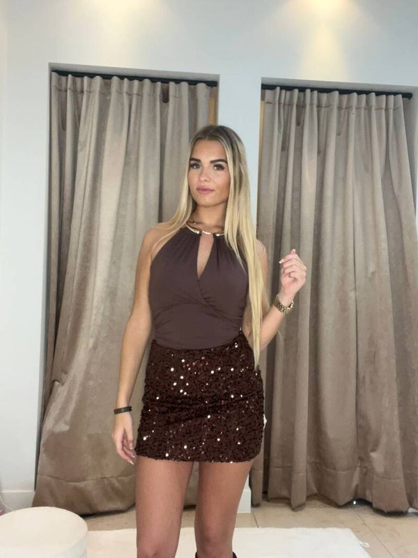 Paletten rokje bruin