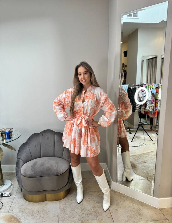 Print jurk orange