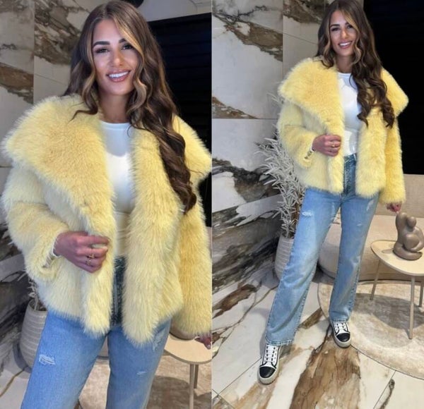 Faux fur jas (yellow)