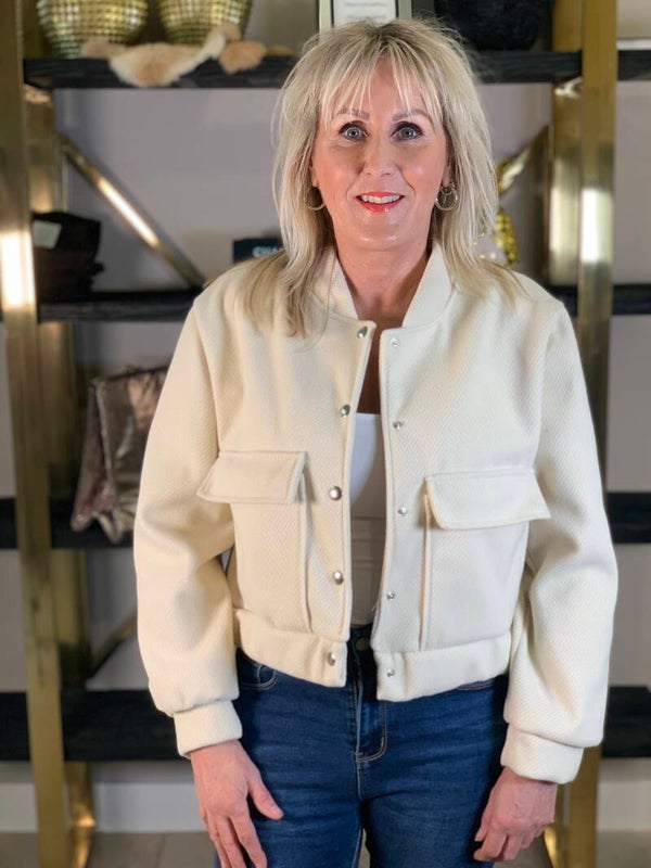 cropped beige jacket
