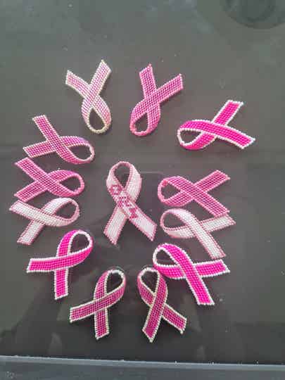 Broche Ruban Rose en perles miyuki - Soutien au cancer du sein