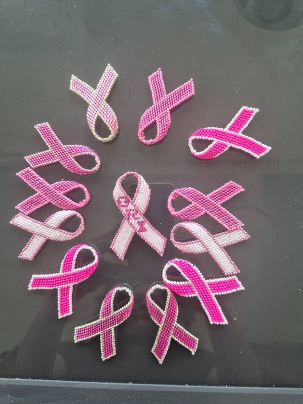 Broche Ruban Rose en perles miyuki - Soutien au cancer du sein