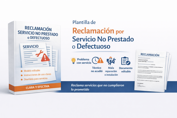 Plantilla de Reclamación por Servicio No Prestado o Defectuoso