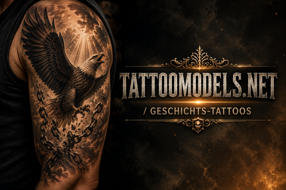 Adler sprengt Ketten Tattoo als Symbol für Freiheit, Befreiung, Stärke und einen selbstbestimmten Neuanfang