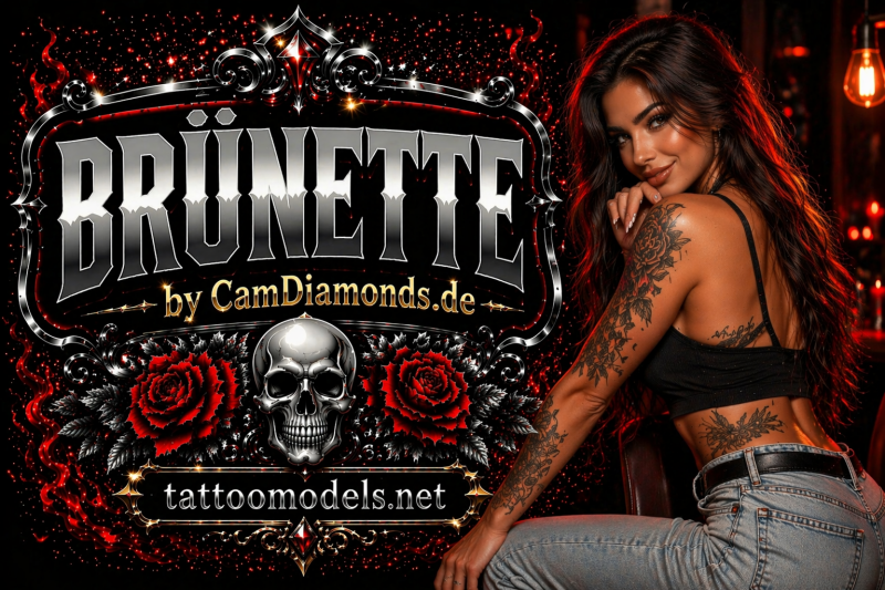 bruenette tattoo models mit langen dunklen haaren und tattoos im camdiamonds stil banner