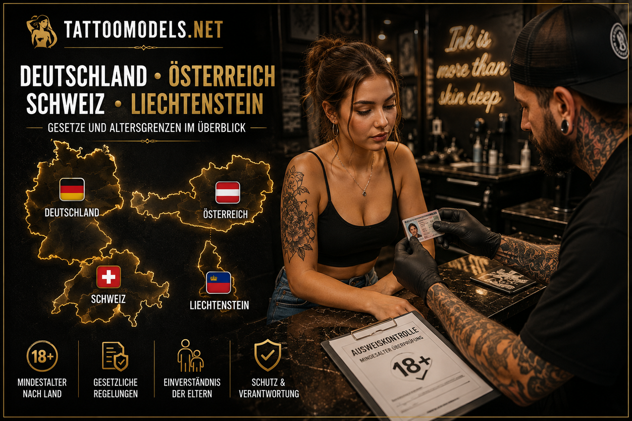 Tattoo-Altersgrenzen in Deutschland, Österreich, der Schweiz und Liechtenstein mit Ausweiskontrolle im Tattoo-Studio.
