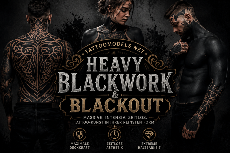 Heavy Blackwork und Blackout Tattoos mit massiven schwarzen Tattoo-Flächen, Blackout-Sleeves und modernen Blackwork-Designs