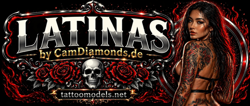 Latina Tattoo Models Banner mit tätowierter Latina und Schriftzug Latinas by CamDiamonds auf Tattoomodels.net