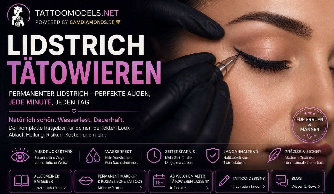 Lidstrich tätowieren mit Permanent Make-up – professionelle Pigmentierung eines dauerhaften Eyeliners am Oberlid