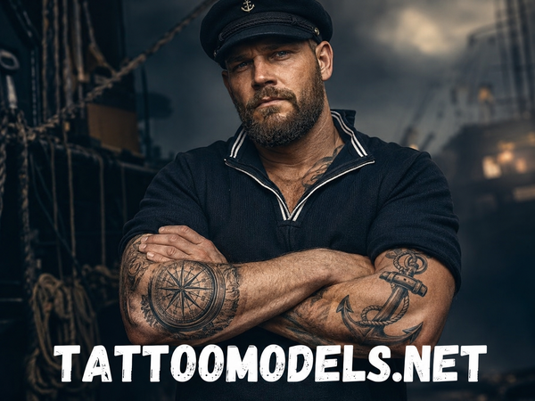 Tätowierter Matrose mit Kompass Tattoo und Anker Tattoo – TattooModels.net