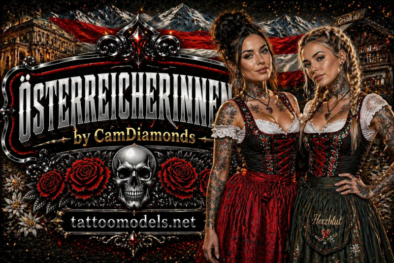 Österreicherinnen Tattoo Models im Dirndl – tätowierte Frauen aus Österreich entdecken auf TattooModels.net by CamDiamonds