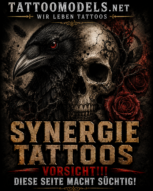 Rabe und Totenkopf verschmelzen zu einem düsteren Synergie Tattoo – TattooModels.net