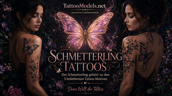 Zwei Tattoo Models mit Schmetterling Tattoos und floralen Motiven – TattooModels.net