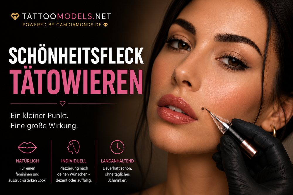 Schönheitsfleck tätowieren – einzelnes Beauty Mark an der Wange wird mit Permanent Make-up pigmentiert