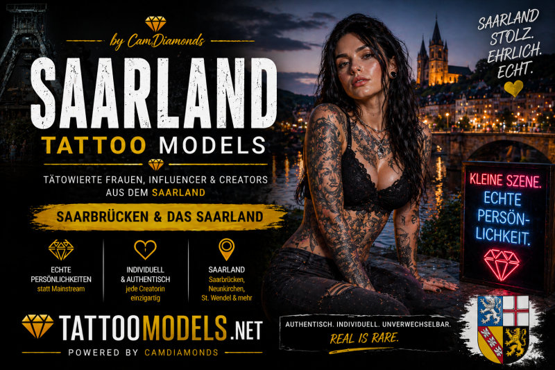 Tätowierte Frauen aus dem Saarland – Tattoo Model, Influencer und Creator aus Saarbrücken entdecken – tattoomodels.net powered by CamDiamonds