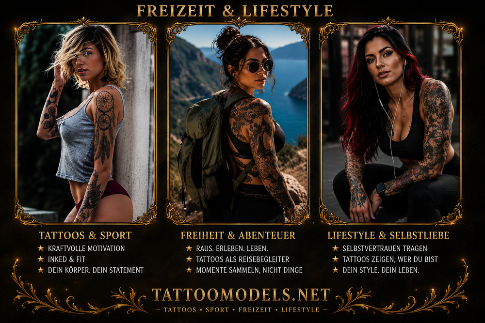 Tätowierte Frauen bei Sport und Freizeit – Tattoo Girls, Fitness und Lifestyle auf TattooModels.net
