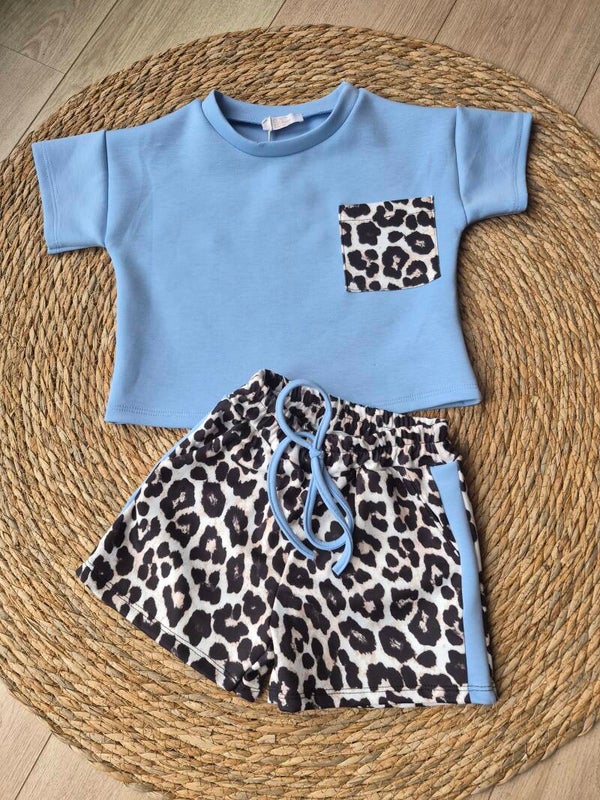 Leopard set pocket blauw